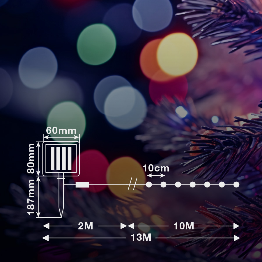 Guirnalda LED solar 10M 8 funciones RGB