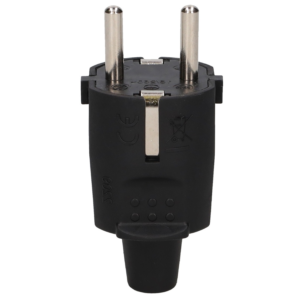 Clavija bipolar e.cable recta 4.8mm Negro-10u caja