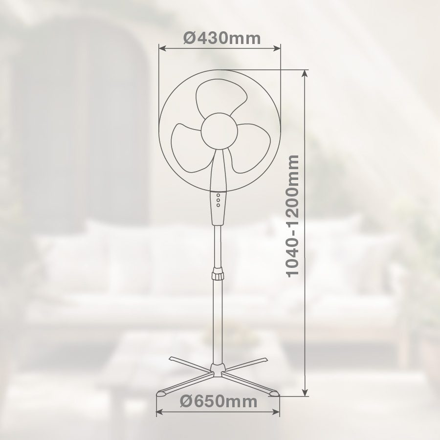 Ventilador de pie Makena con temporizador Ø43cm 45W Blanco 