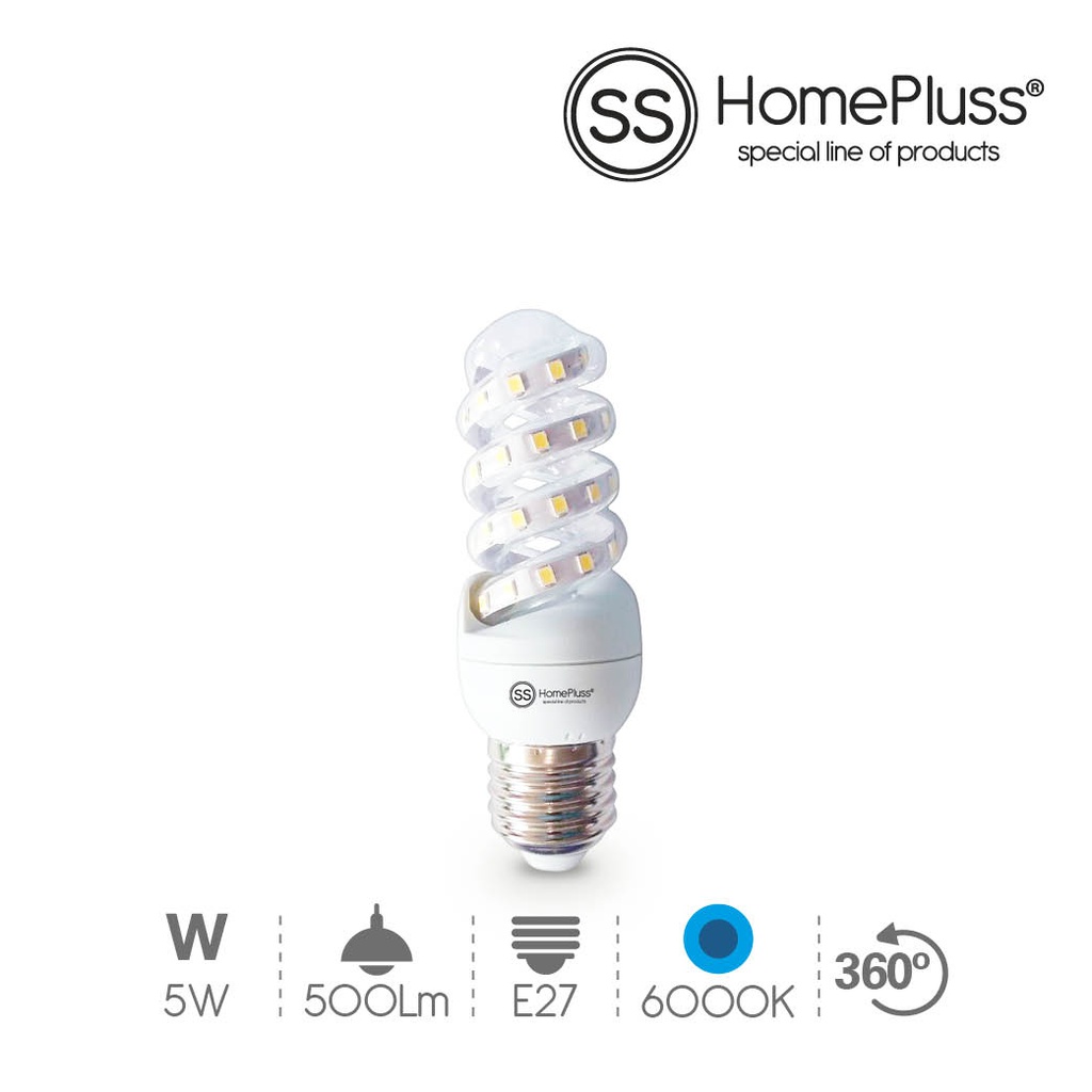 Lampara espiral 5W E27 6000K - 6u caja exp