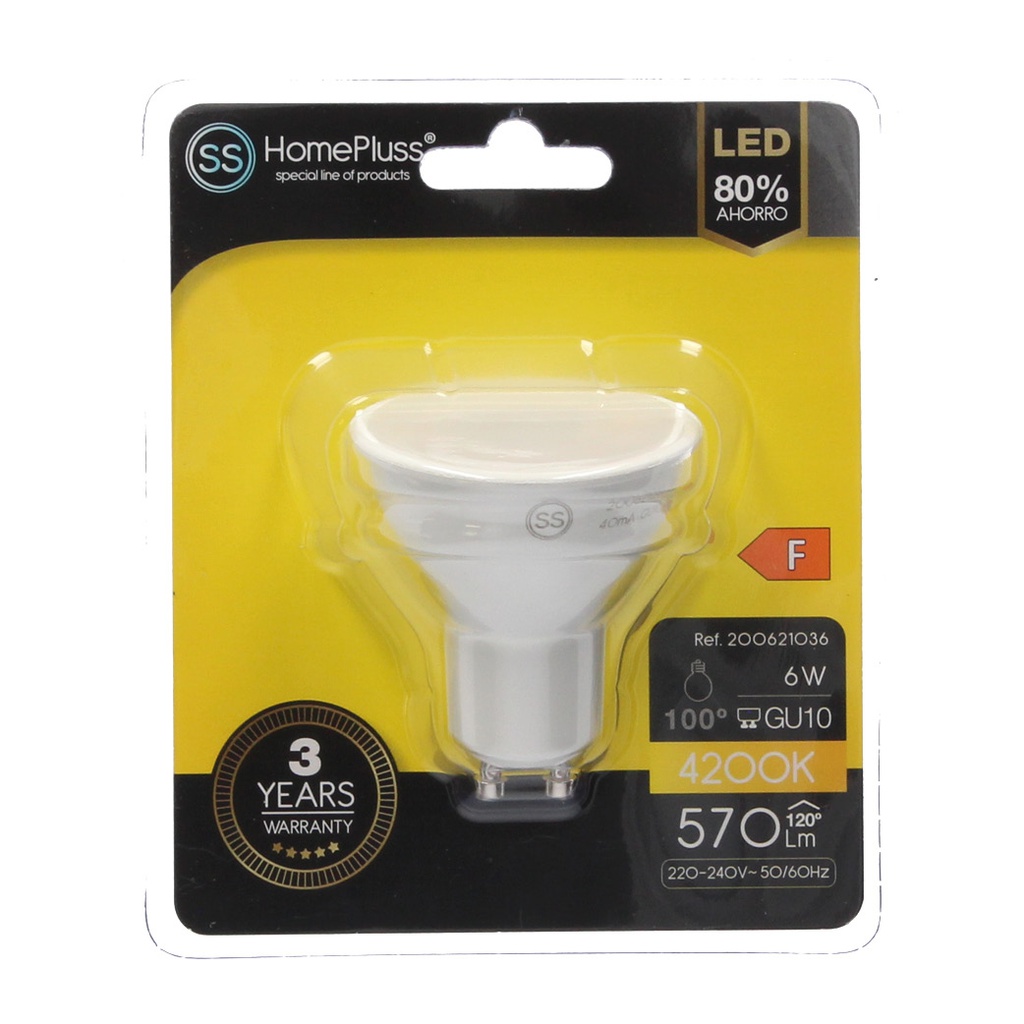 Bombilla LED dicroica 6W GU10 4200K - 12u caja exp