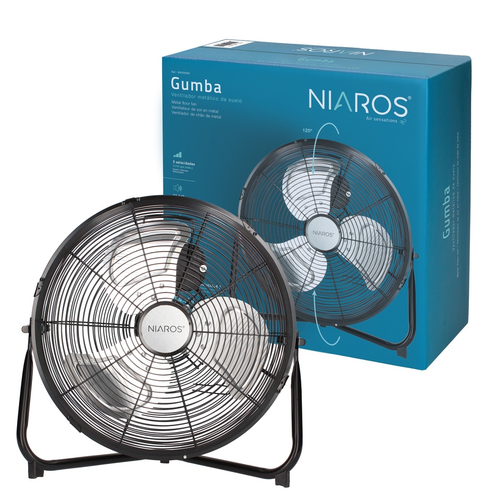Ventilador metálico de suelo 40cm 70W Negro