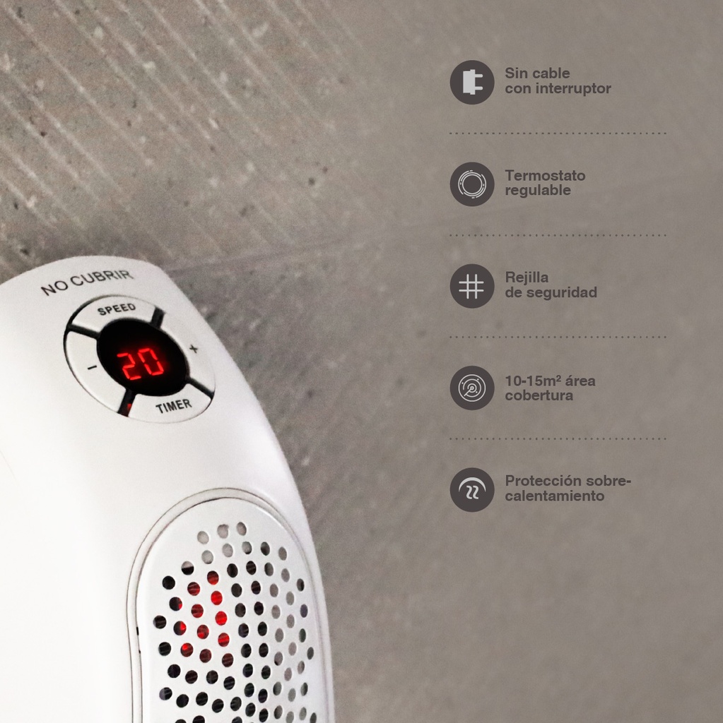 Mini calefactor sin cable Bardei Máx. 400W Blanco