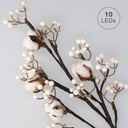 Rama decorativa LED de flores de algodón y bayas blancas 0,55M Luz cálida