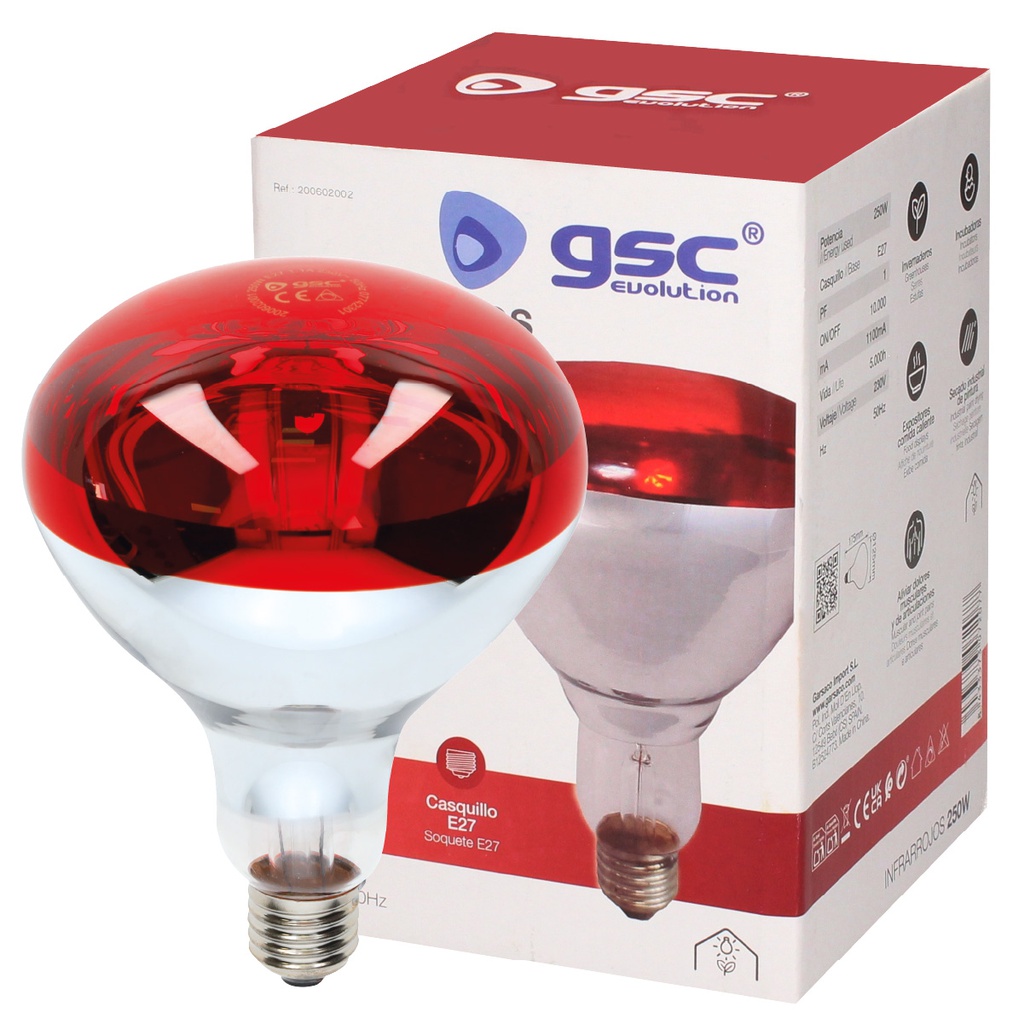 Bombilla infrarrojos Ø125mm E27 Máx. 150W