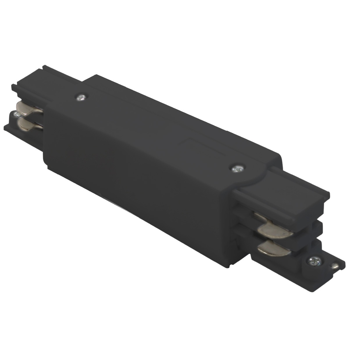 Conector recto 3 vias para foco carril LED Negro