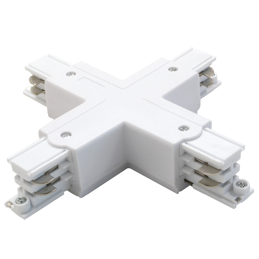 Conector forma 3 vias para foco carril LED Blanco