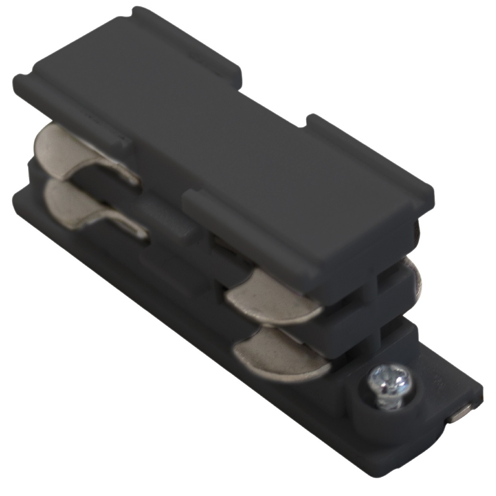 Conector recto 3 vias corto foco carril LED Negro