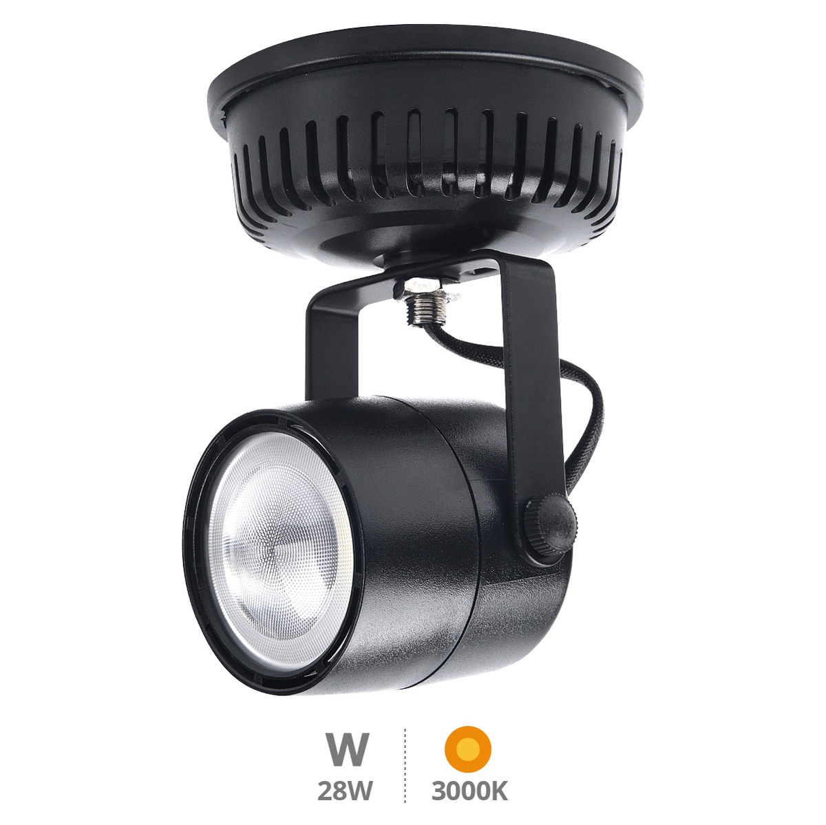 Foco superficie LED 28W 3000K Negro