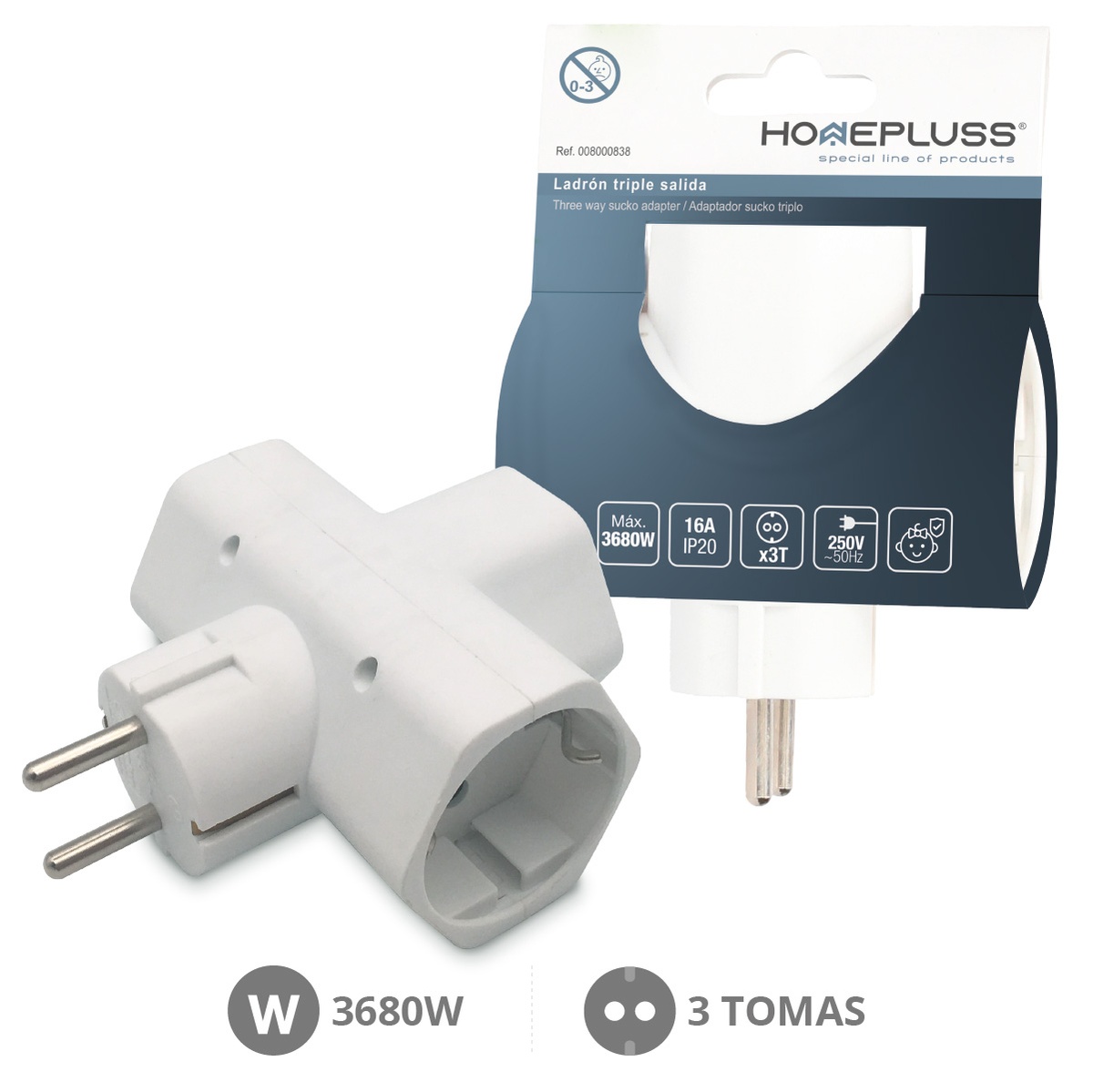 Ladrón triple salida sucko - 10u caja exp