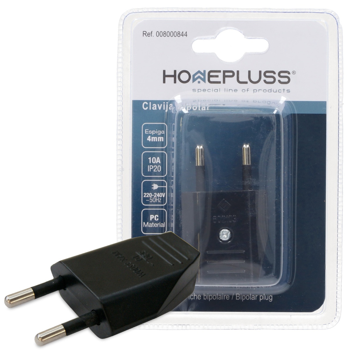Clavija bipolar 4mm Negro - 24u caja exp