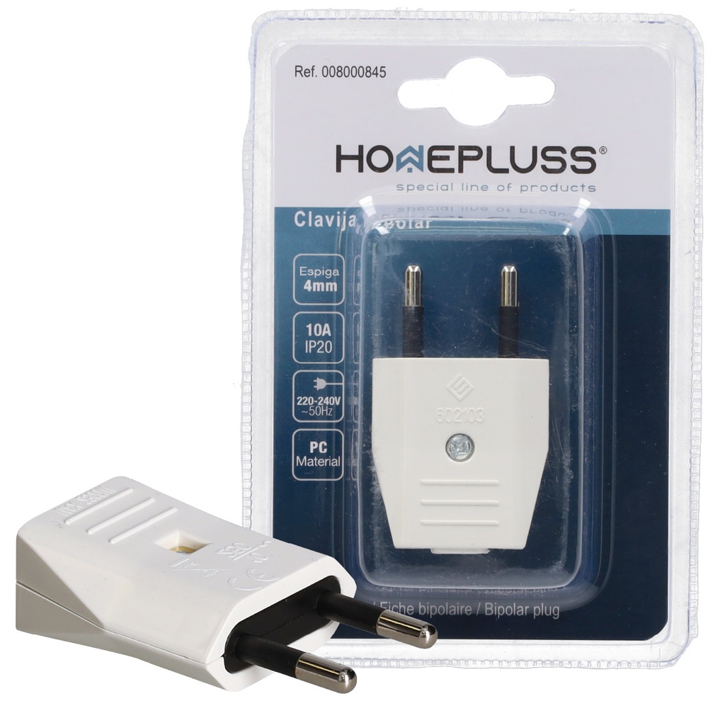 Clavija bipolar 4mm Blanco - 24u caja exp