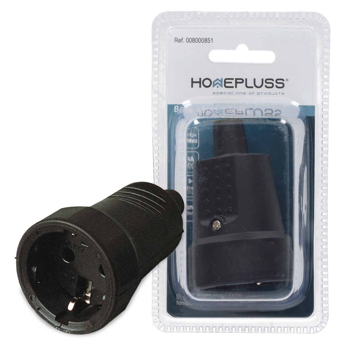 Base aerea e.cable recta 4.8mm Negro -8u caja