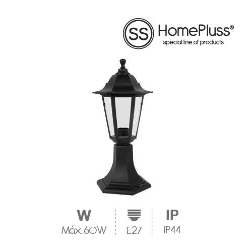 Farol jardin Gardeno sobremuro E27 IP44 Negro