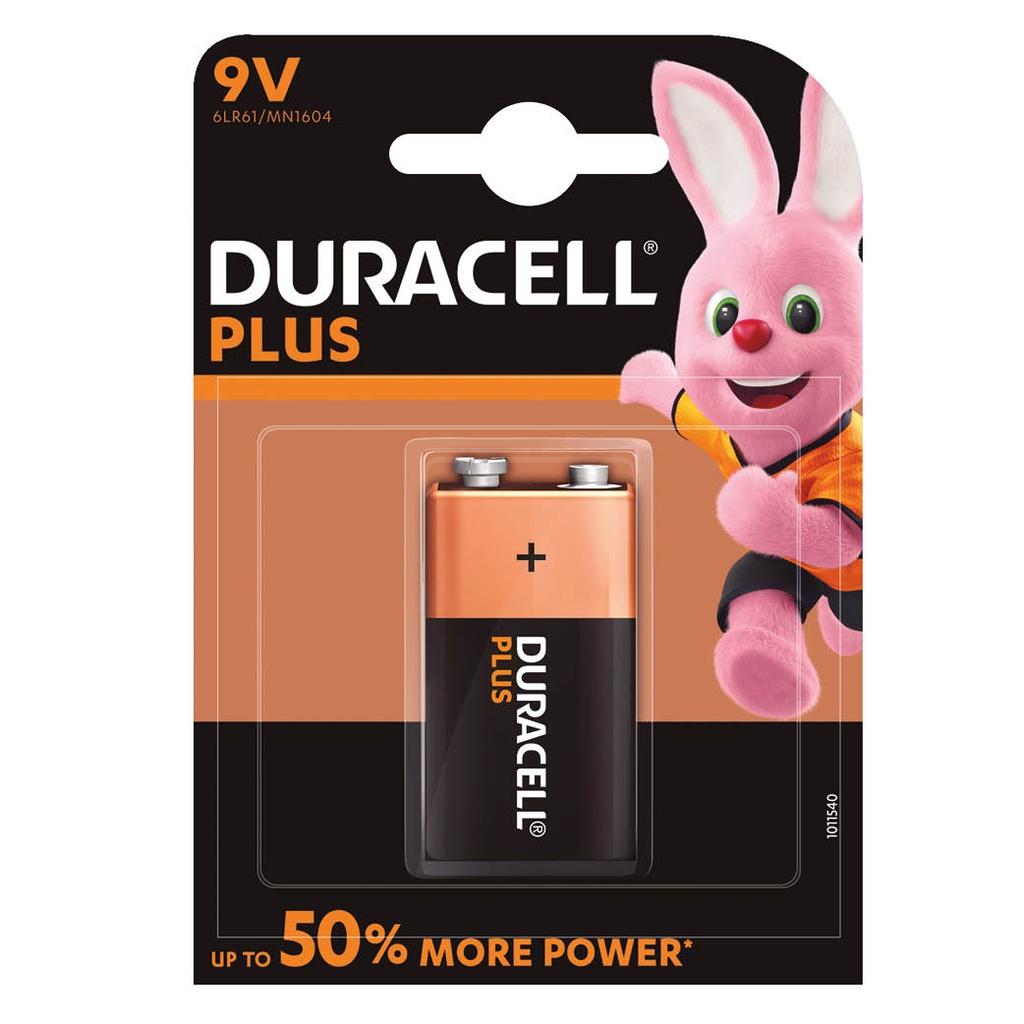 Pila alcalina DURACELL Plus 9V, Blíster 1