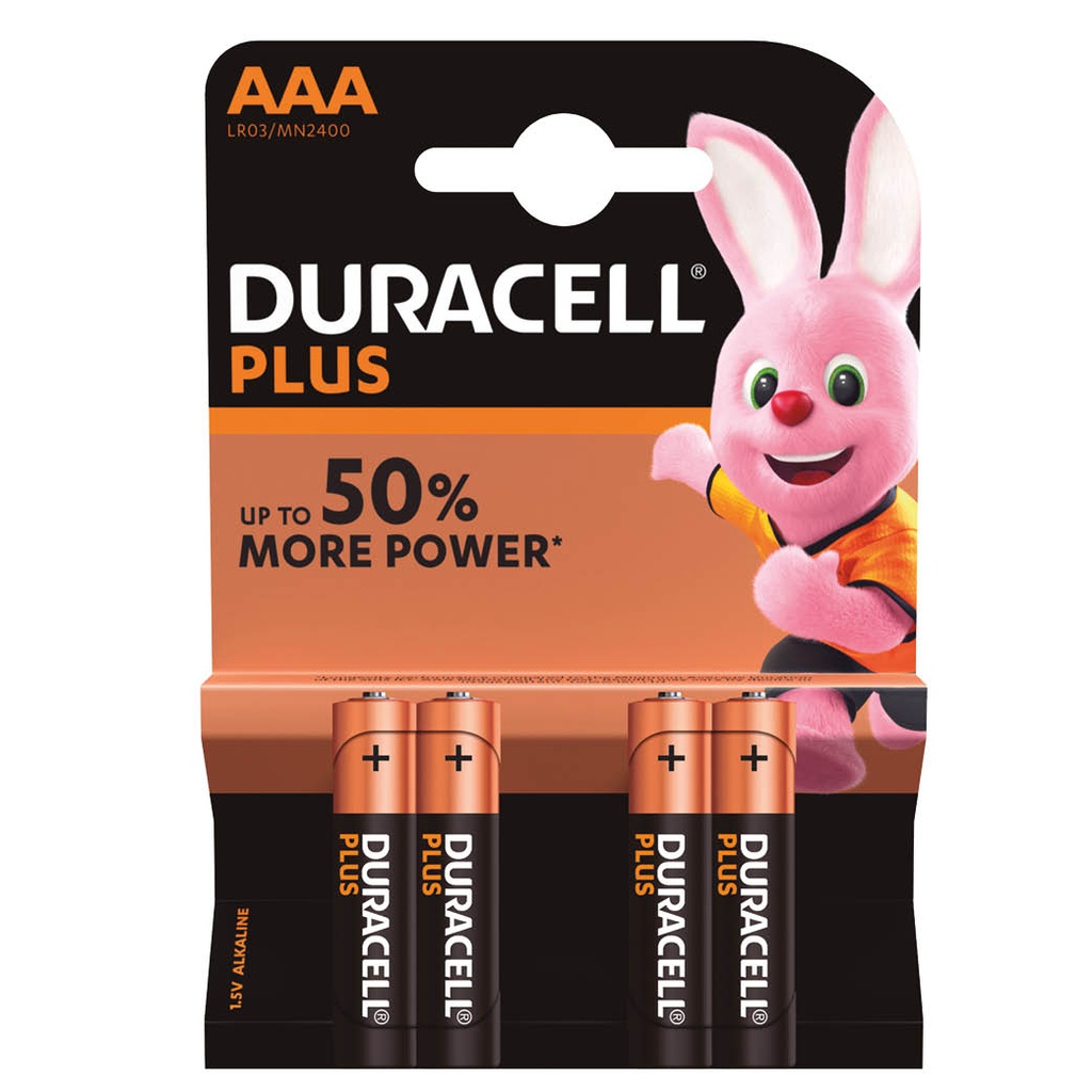 Pila alcalina DURACELL Plus LR03 (AAA), Blíster 4
