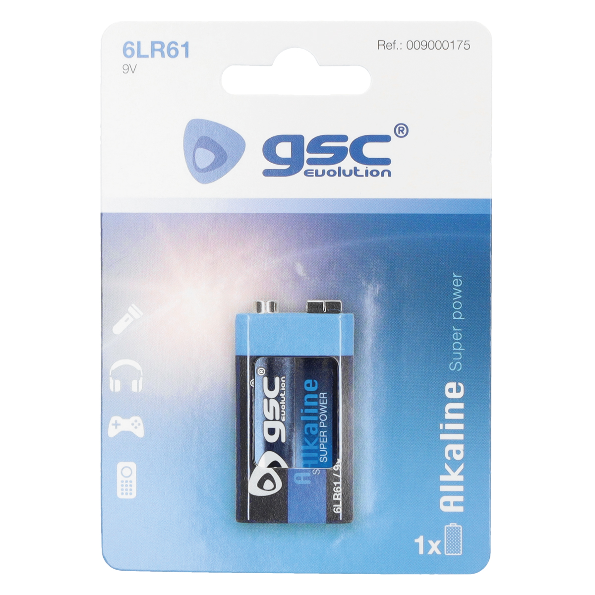 Pilha alcalina GSC evolution 9 V, Blister 1 un.