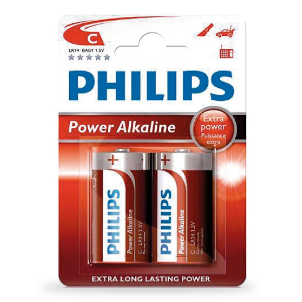 Pila alcalina PHILIPS LR14 (C) Blíster 2 Ud.