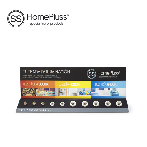 Expositor genérico testador lâmpadas: 5 x E27 2 x E14 3 x GU10