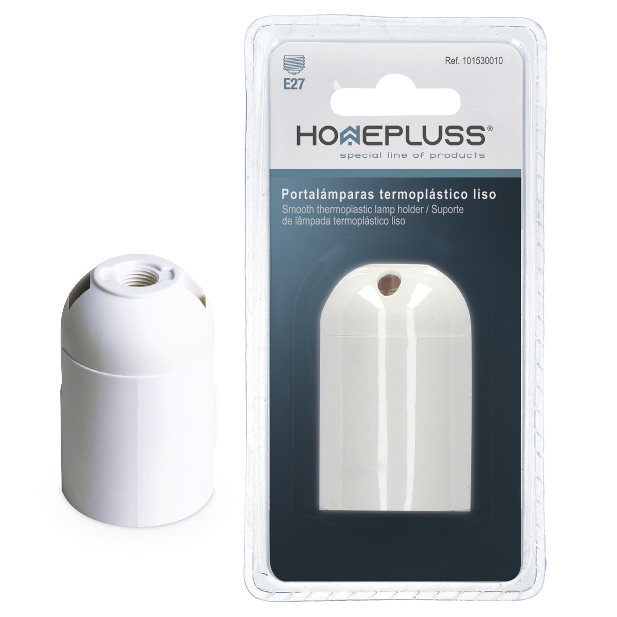Suporte de lâmpadas termoplástico liso E27 Branco – 10 un. retrátil
