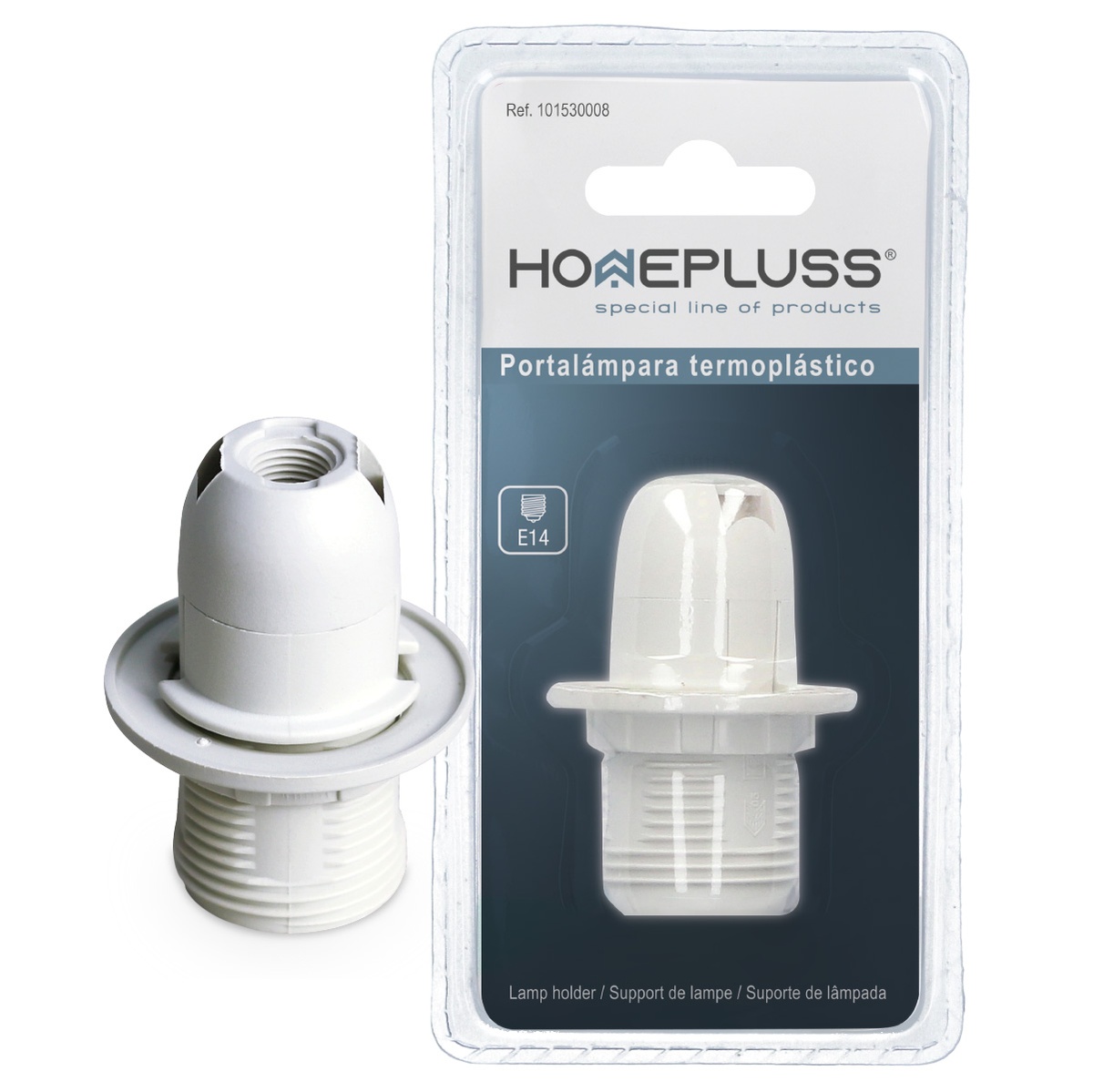 Portalamparas termoplastico semiroscado E14 Blanco- 10u retractil