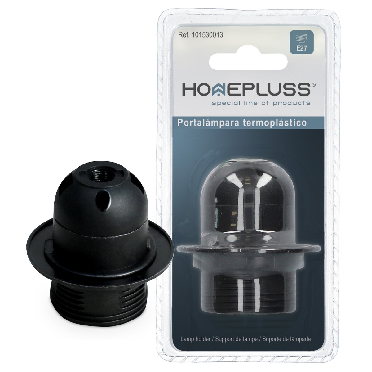 Portalamparas termoplastico E27 Negro- 10u retractil