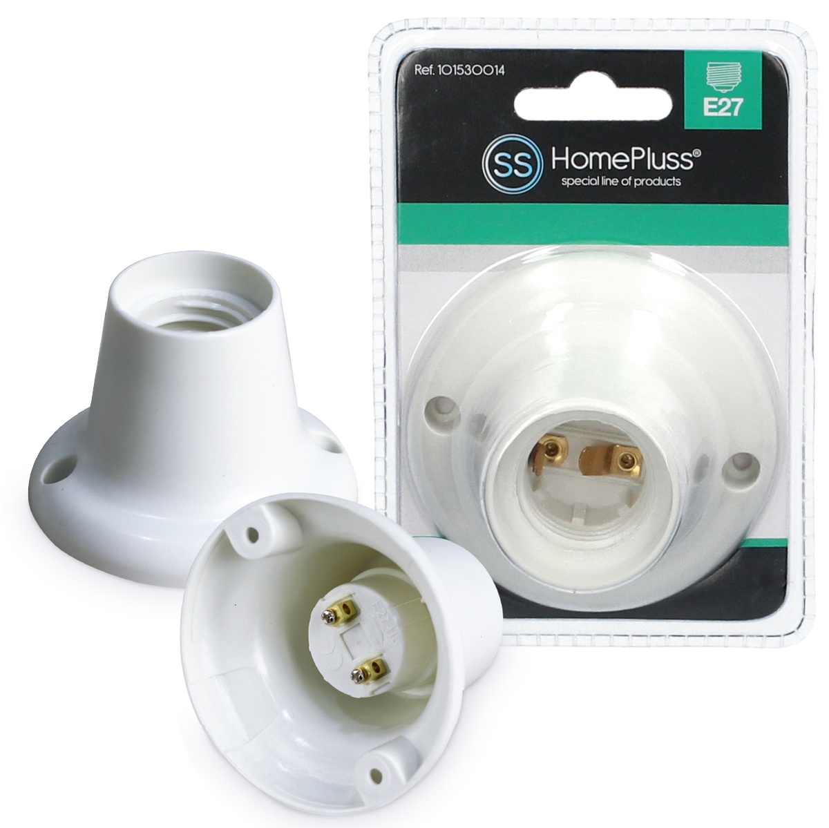 E27 Surface lamp holder White - 10pcs shrink
