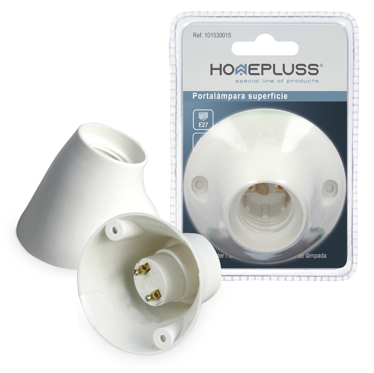 E27 Surface lamp holder White - 10pcs shrink