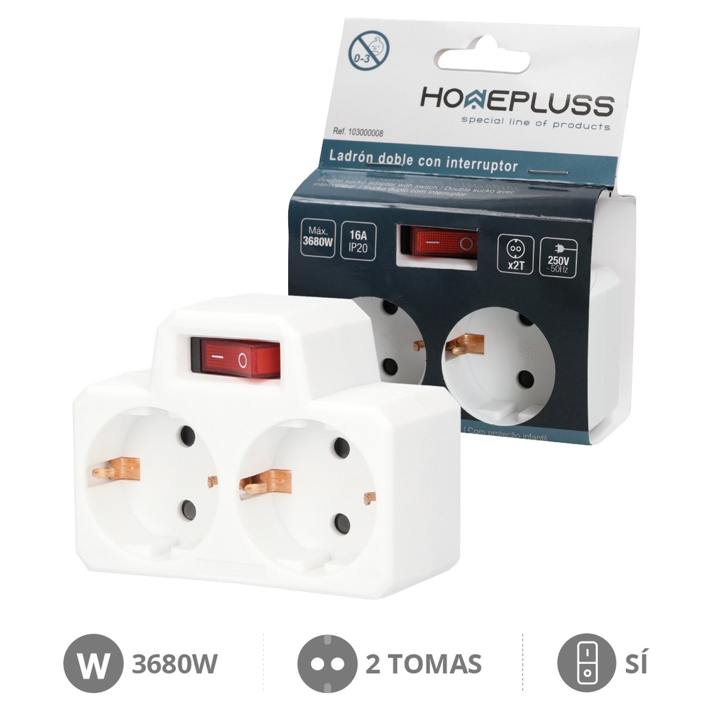 2 way adapter with switch - 10pcs inner box
