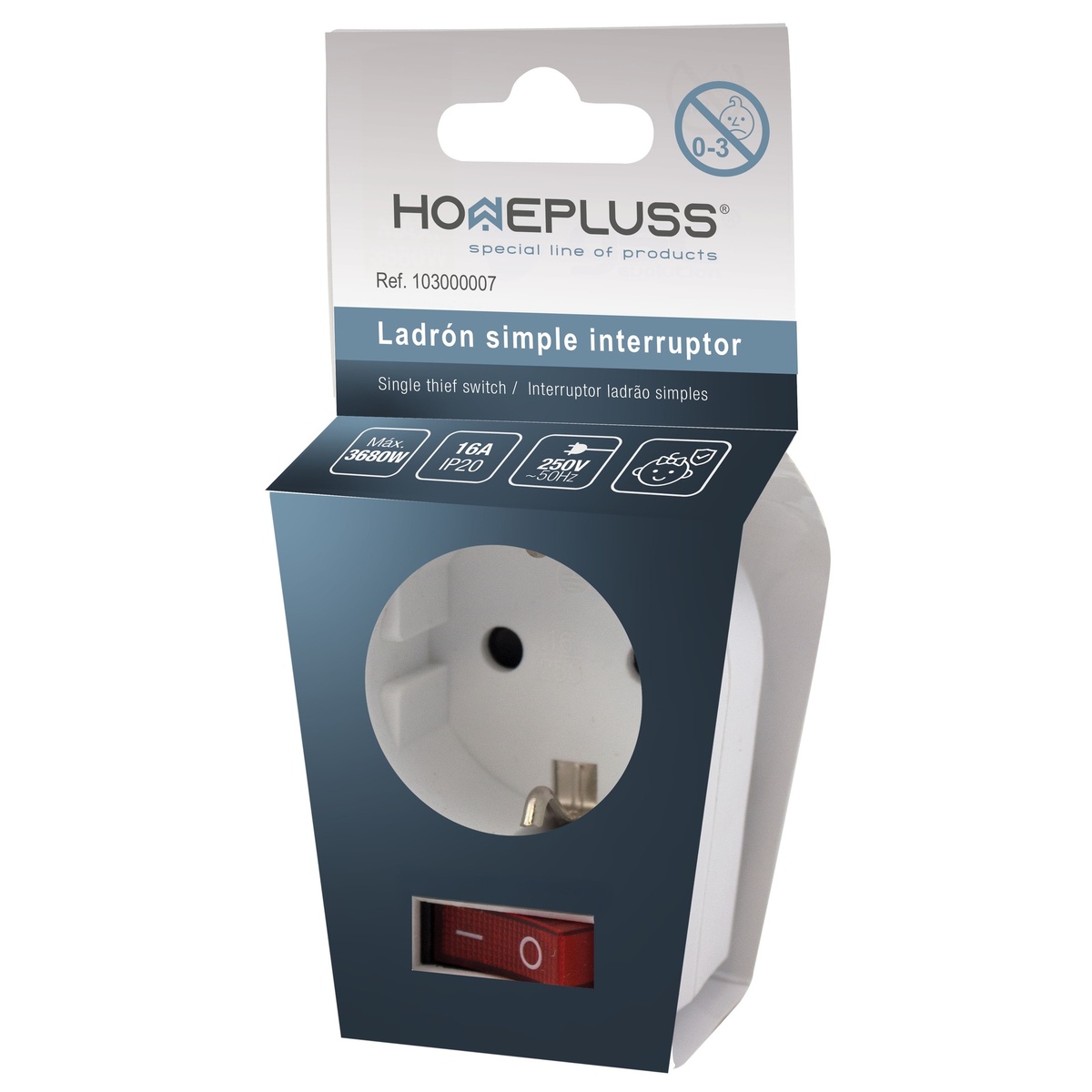 Ficha simples com interruptor – 10 un. caixa exp