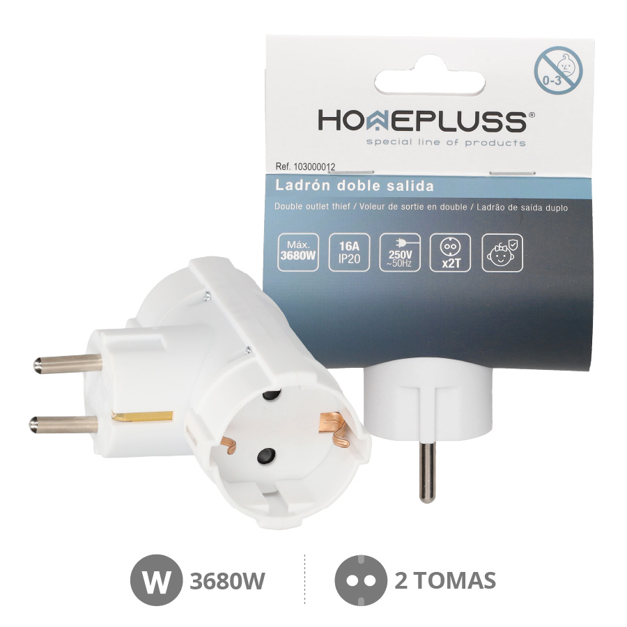 Ladron doble salida "T"- 6u caja exp