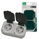 Tomada dupla sucko de superfície IP54 Negro – 6 un. caixa exp