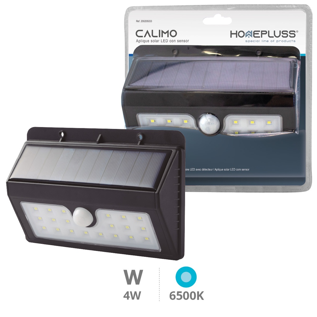 Aplique solar LED Calimo con sensor de movimiento y crepuscular 4W 6500K - 5u caja exp