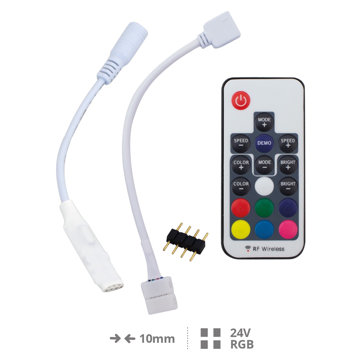 Controlador + Clip 4 pins para tira LED RGB