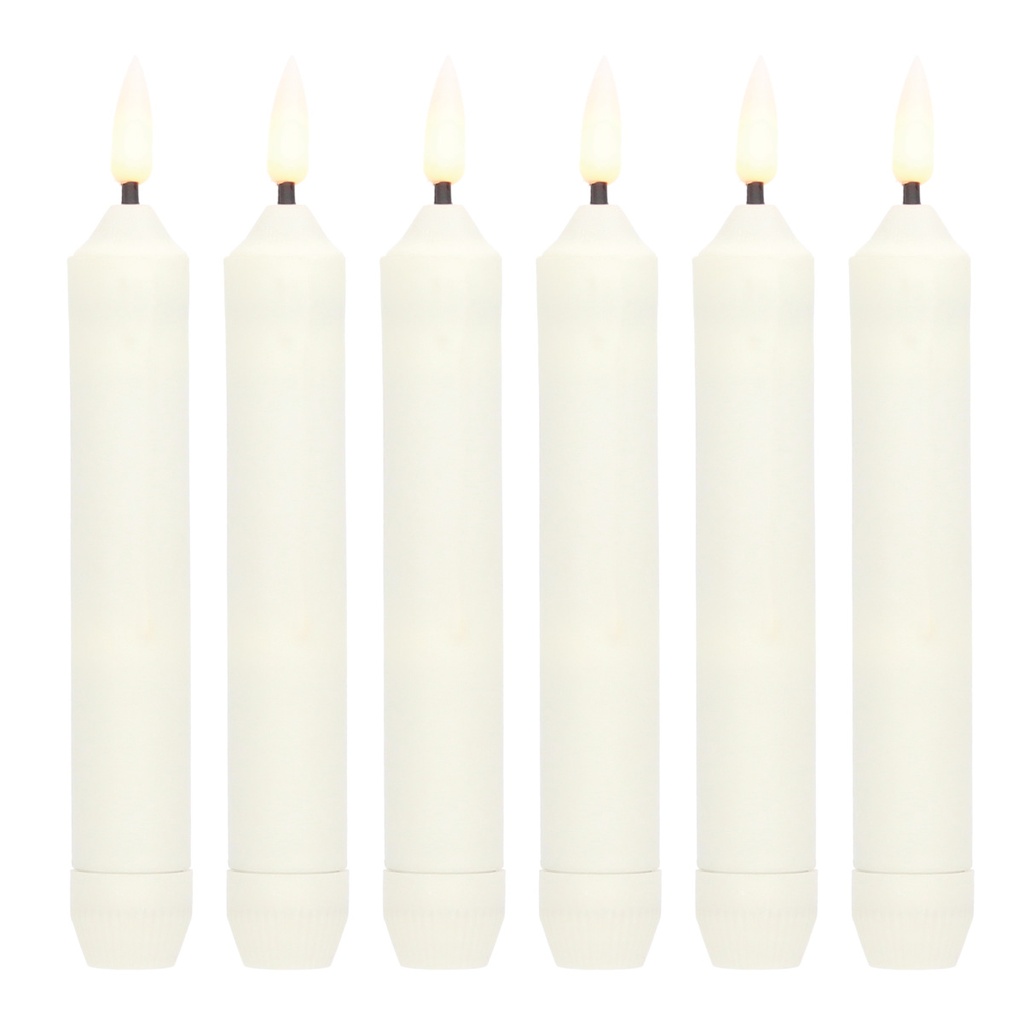 Pack 6 velas decorativas LED castiçal 160 mm