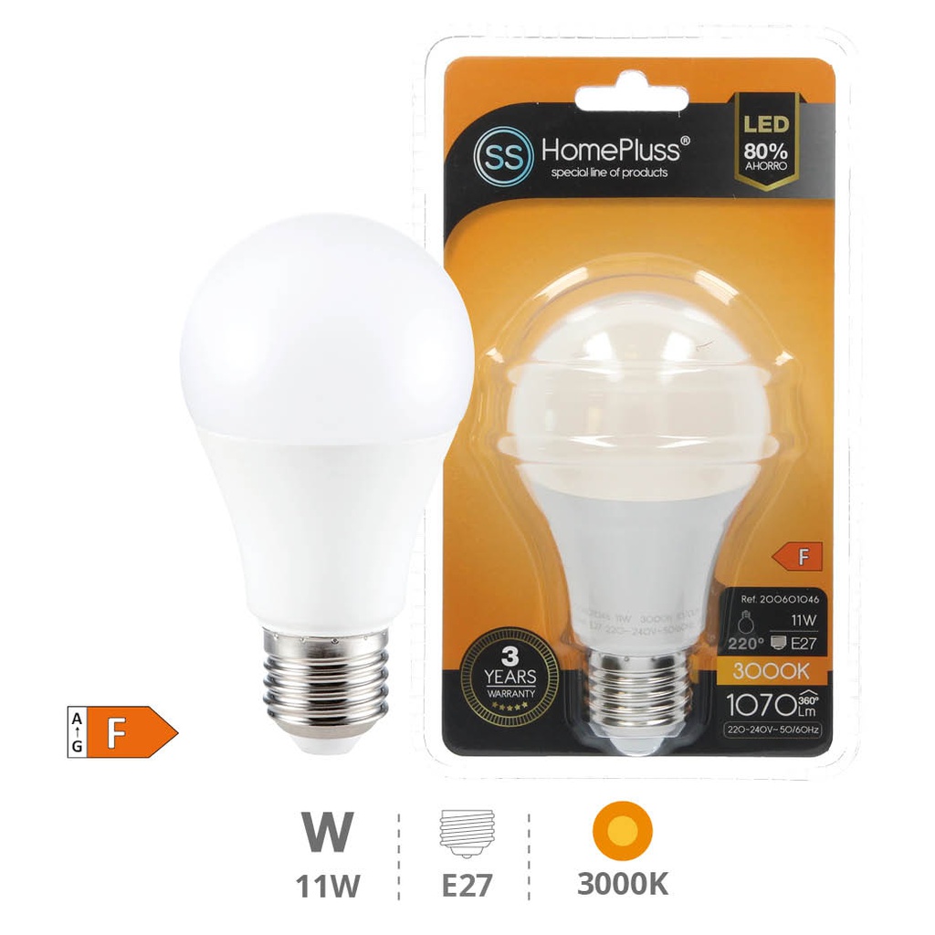 Lâmpada LED padrão 11 W E27 3000 K – 8 un. caixa exp