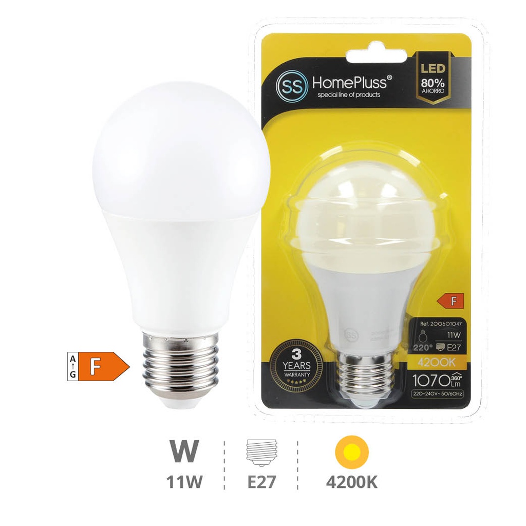 Bombilla LED estándar 11W E27 4200K - 8u caja exp