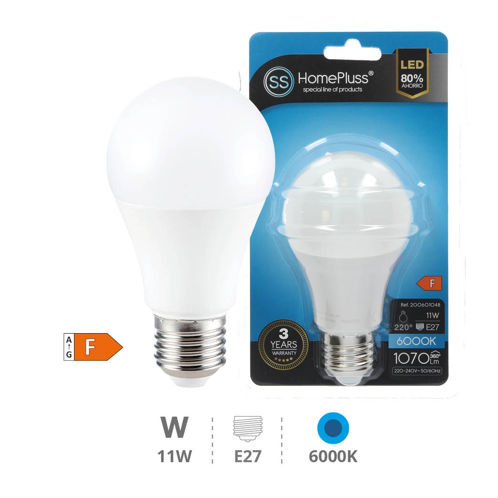 Bombilla LED estándar 11W E27 6000K - 8u caja exp