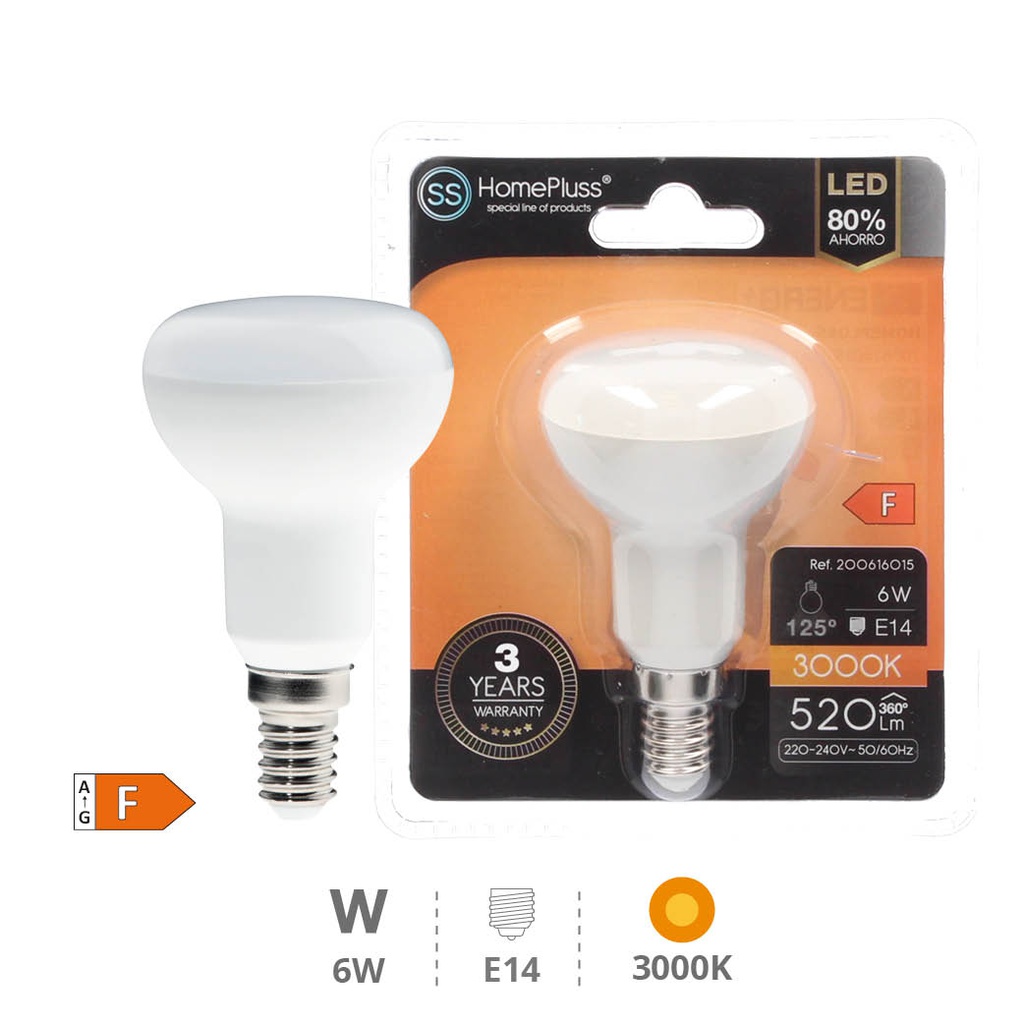 Bombilla LED reflectora R50 6W E14 3000K - 12u caja exp