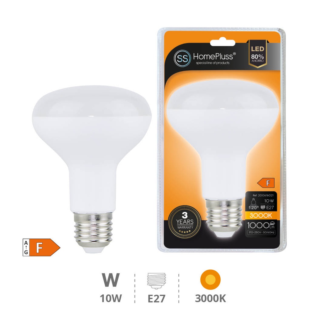 Bombilla LED reflectora R80 10W E27 3000K - 6u caja exp