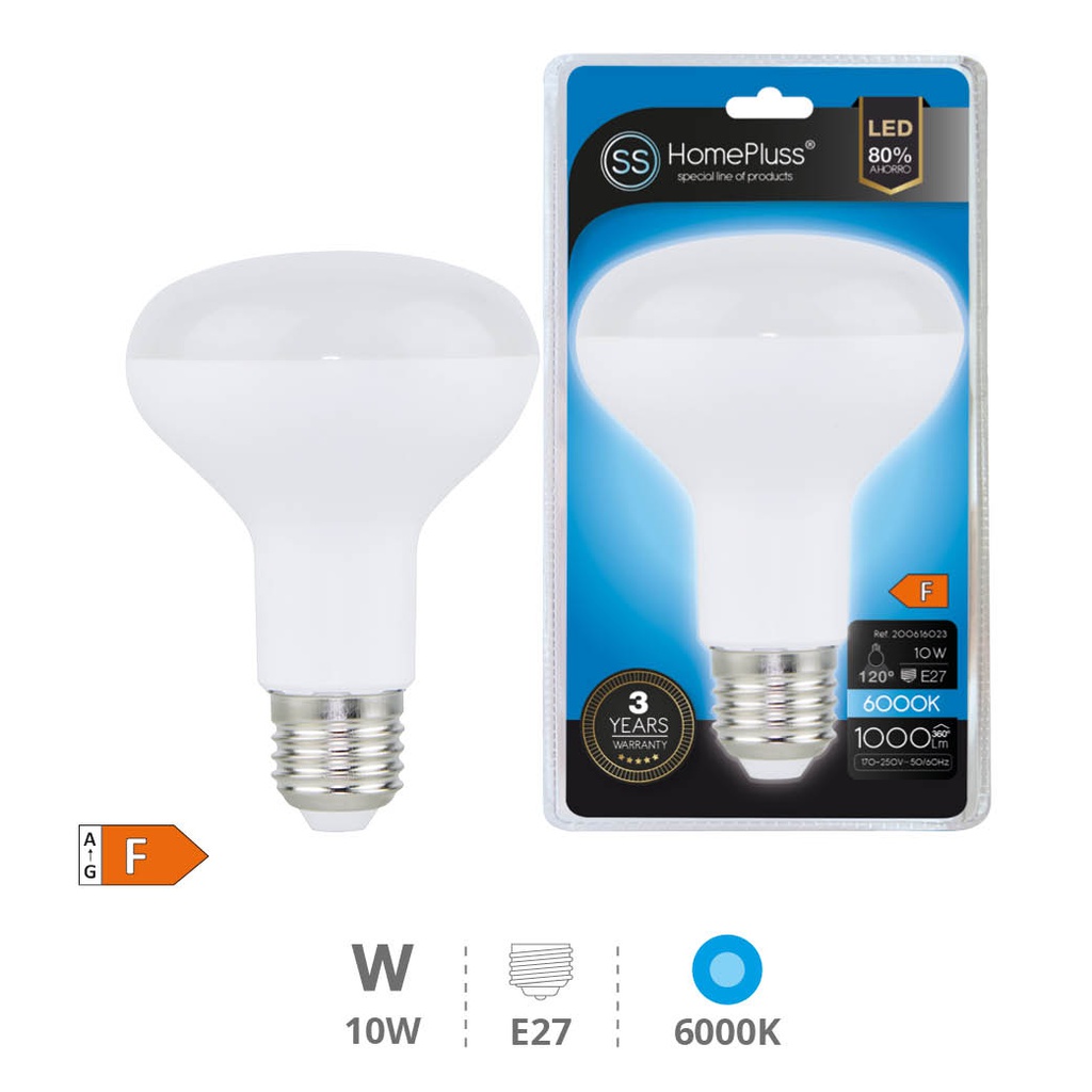 Bombilla LED reflectora R80 10W E27 6000K - 6u caja exp