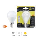 Bombilla LED esférica 7,5W E14 4200K - 12u caja exp