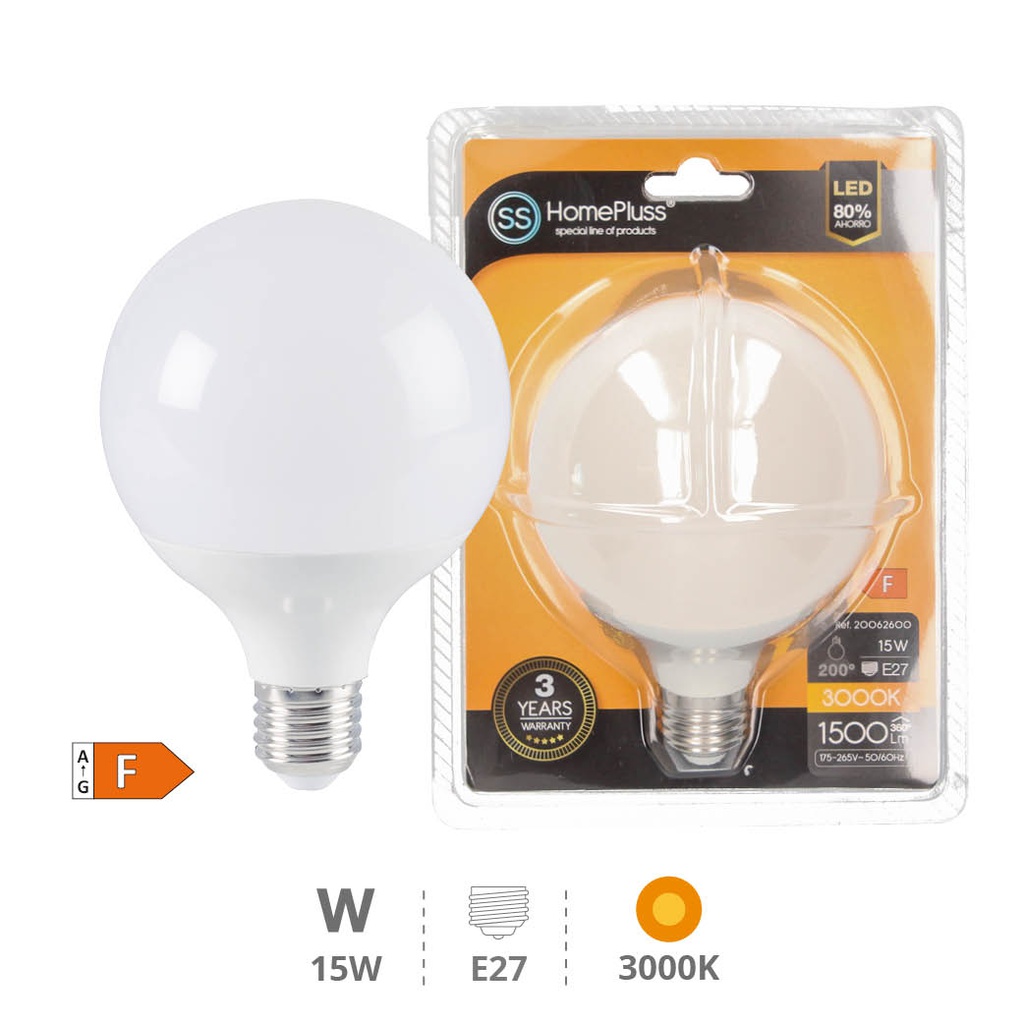 Bombilla LED globo G95 15W E27 3000K - 6u caja exp