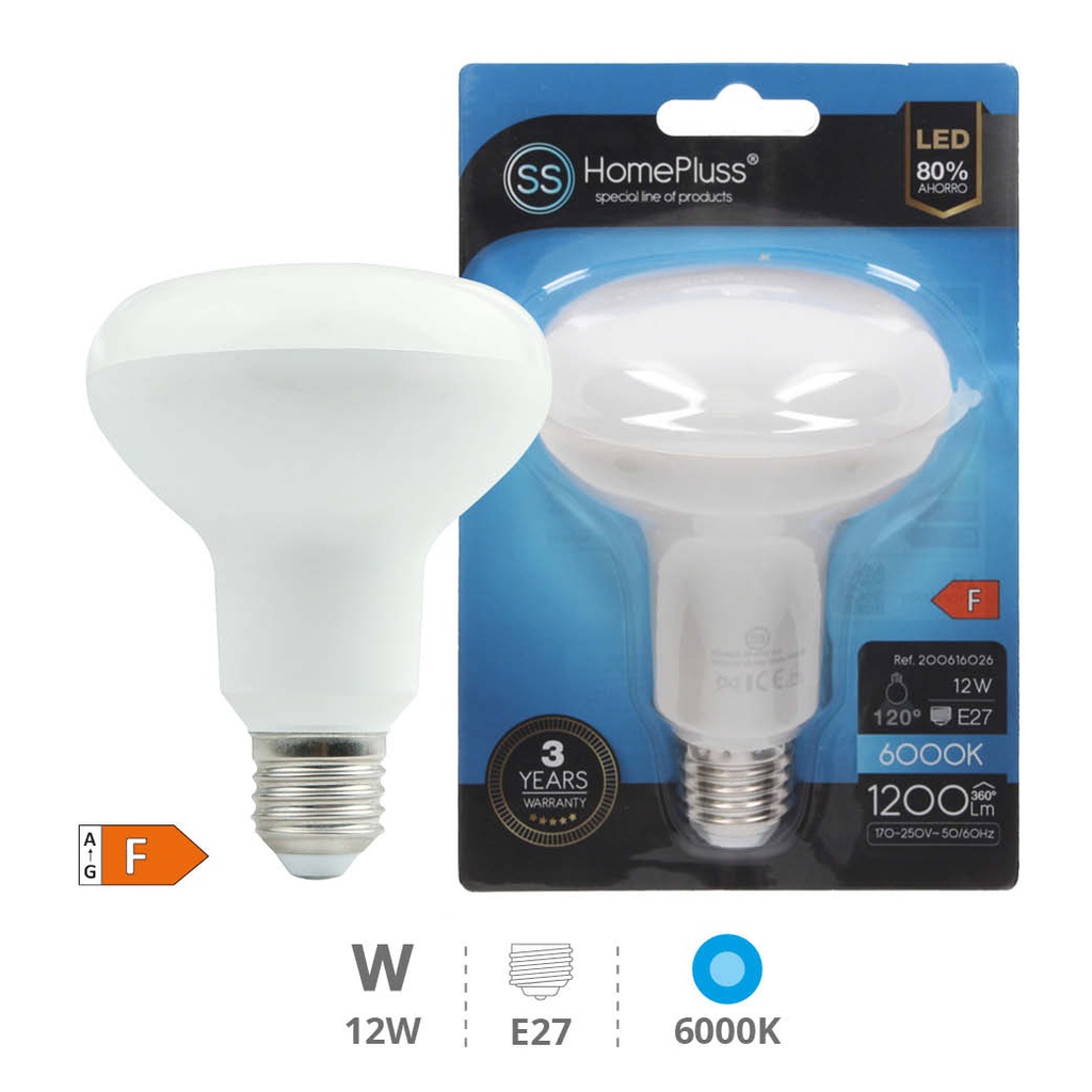 Bombilla LED reflectora R90 12W E27 6000K - 6u caja exp