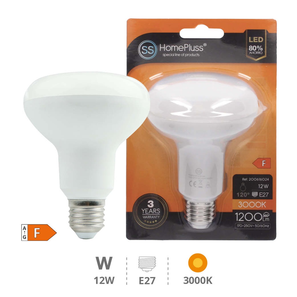 Bombilla LED reflectora R90 12W E27 3000K - 6u caja exp