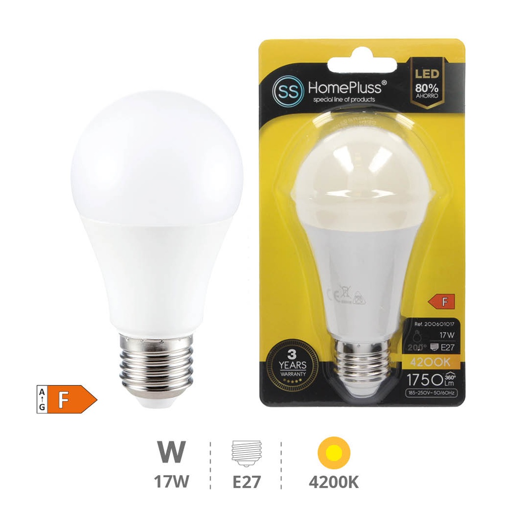 Bombilla LED estándar 17W E27 4200K - 8u caja exp