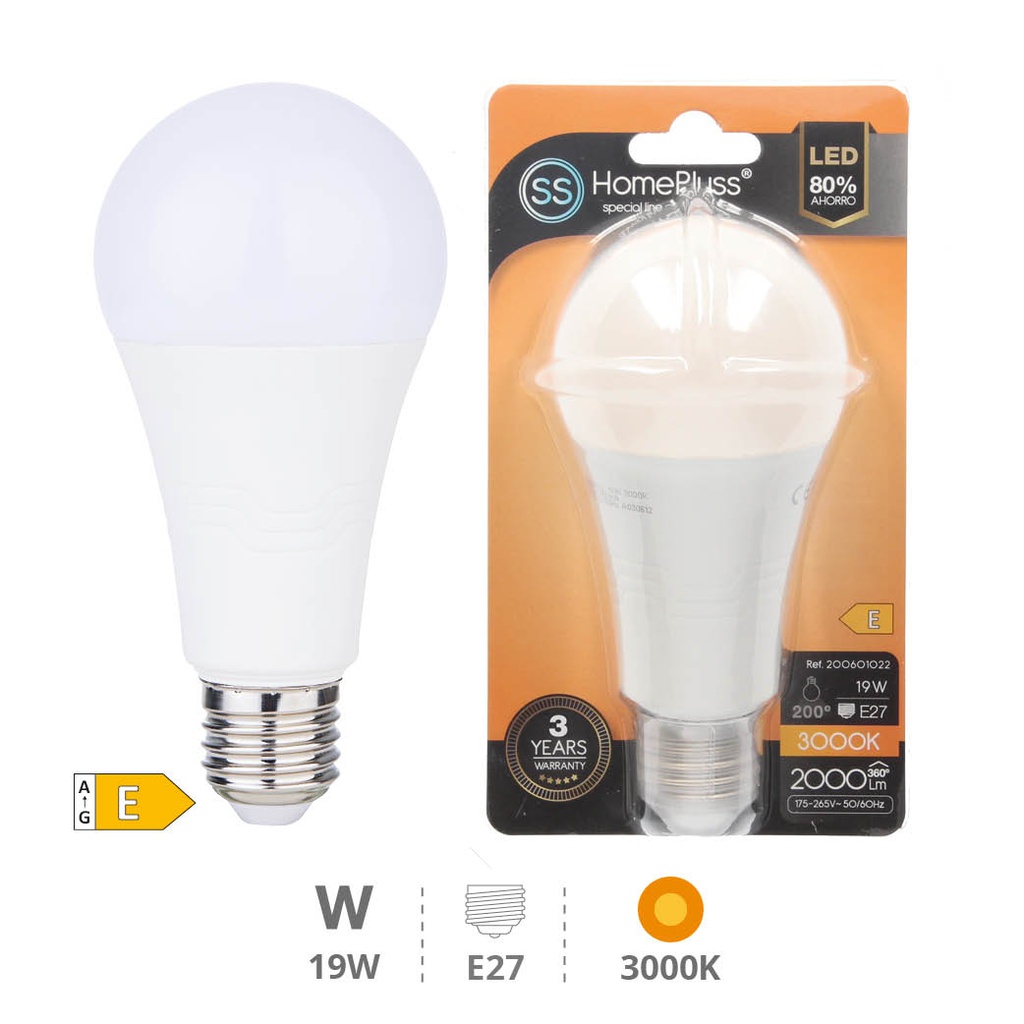 Bombilla LED estándar 19W E27 3000K - 6u caja exp