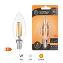 Bombilla LED vela filamento Gold 4W E14 2500K - 12u caja exp