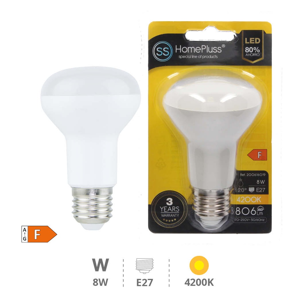 Bombilla LED reflectora R63 8W E27 4200K - 12u caja exp