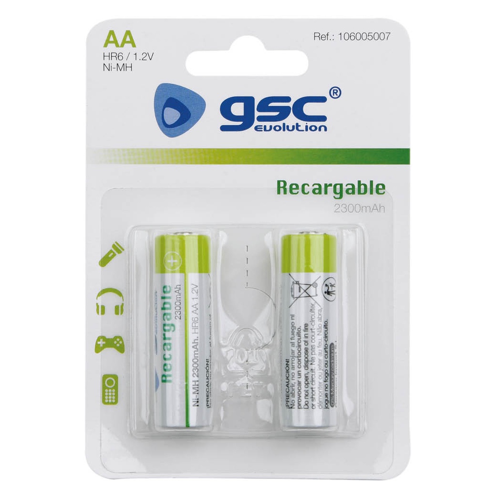 Pila recargable GSC HR6 (AA) 1,2V 2300mAh Blister 2uds